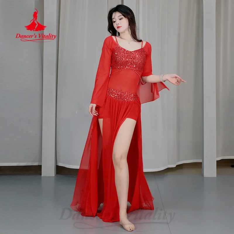 Belly Dancing Practice Clothes for Women\'s Comfortable Lightweight Mesh Sequin Set Girls\' Oriental Dance Performance Costumes