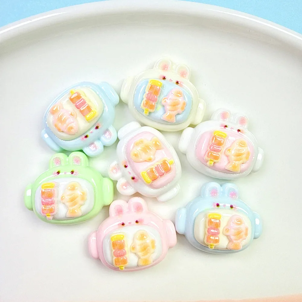 Cartoon Shinning Barbecue Plate Resin Cabochon Flatback Charm for DIY Dollhouse Jewelry Making Fridge Magnet Miniature Craft
