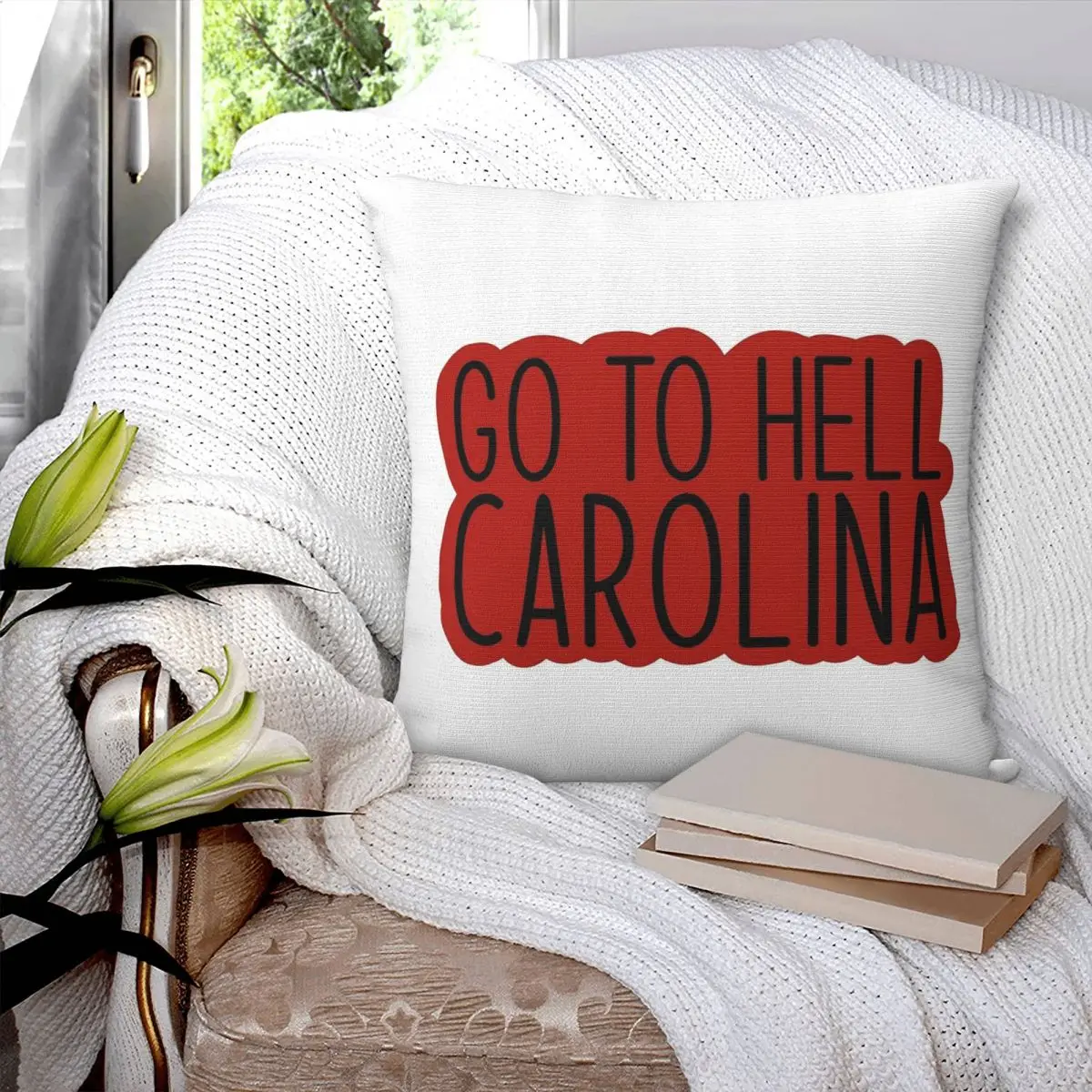 Go To Hell Carolina Square Pillowcase Pillow Cover Polyester Cushion Zip Decorative Comfort Throw Pillow for Home Bedroom