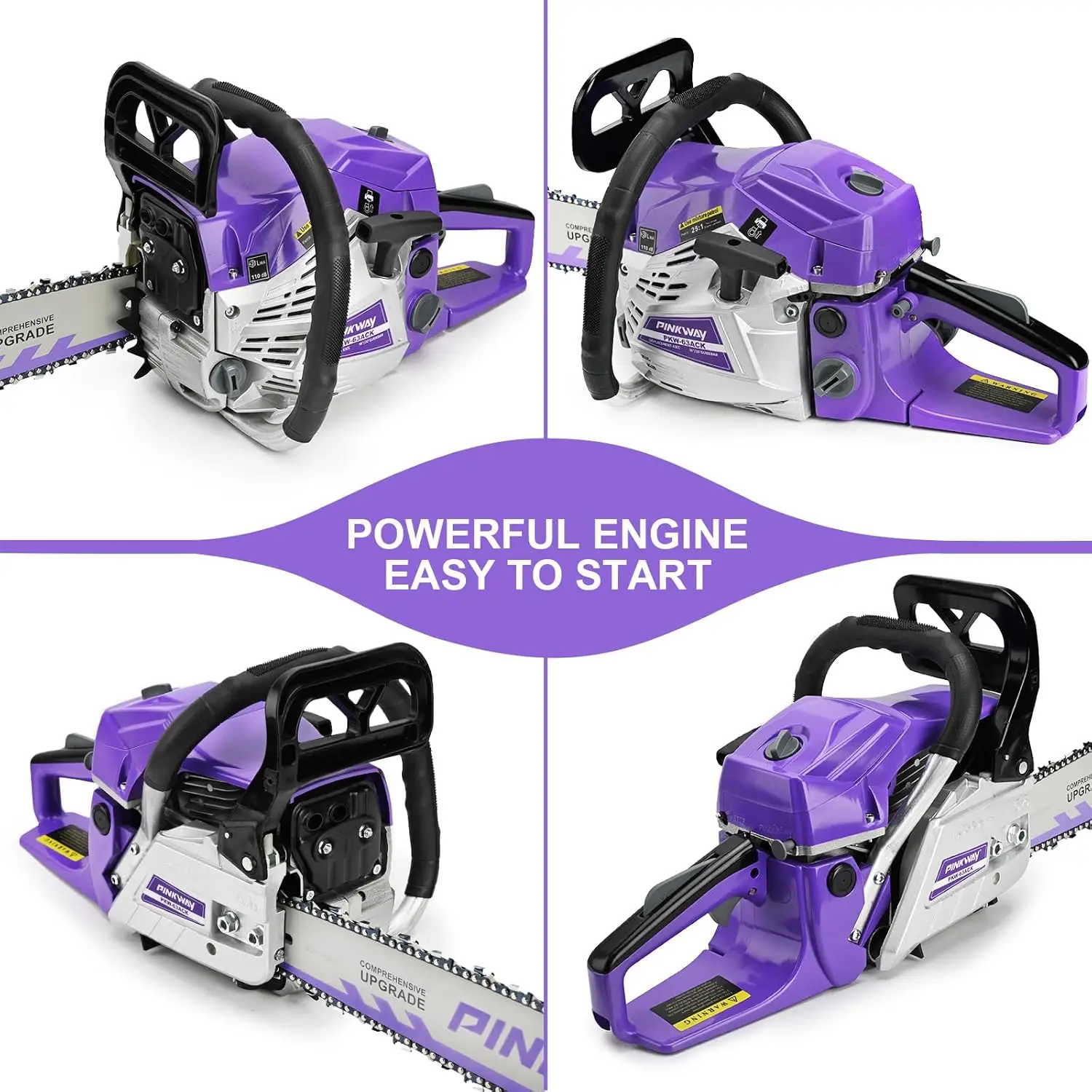 2-cycle 63CC Chainsaw Saw Gas Powered 20" Chain Saws Cordless Petrol Saw Handheld Chainsaw for Cutting Wood Trees Branches image 4