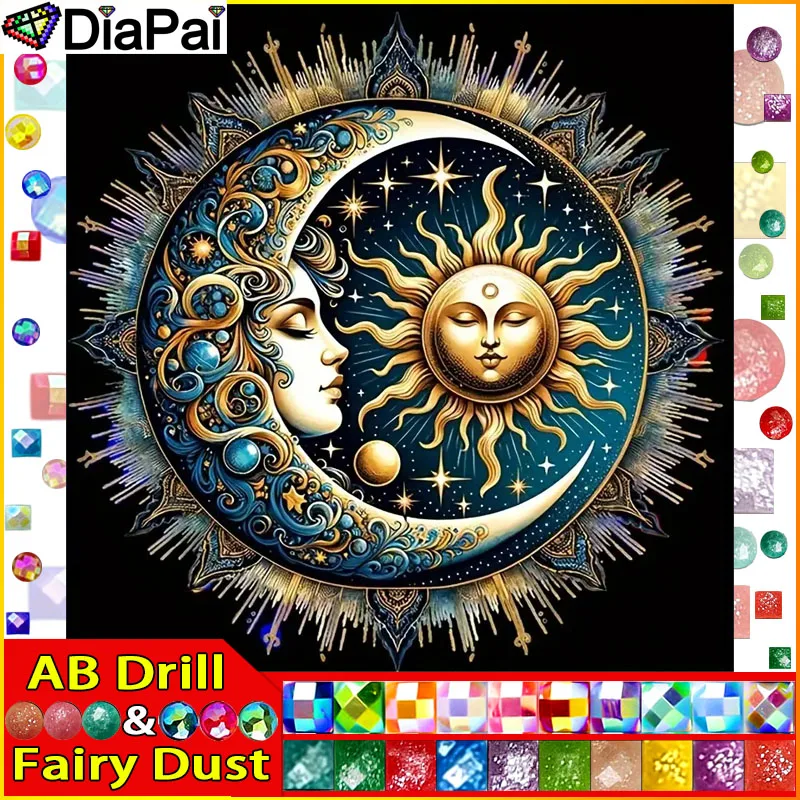 DiaPai Fairy Dust AB 5D Diy Diamant Malerei Kreuzstich „Mond Sonne Frau“ Home Decor voller Diamant Stickerei