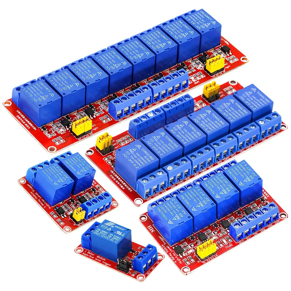 Relay Module 1 2 4 6 8 Channel 5V 12V 24V Relay Module Board with Optocoupler Support High and Low Level Trigger for Arduino