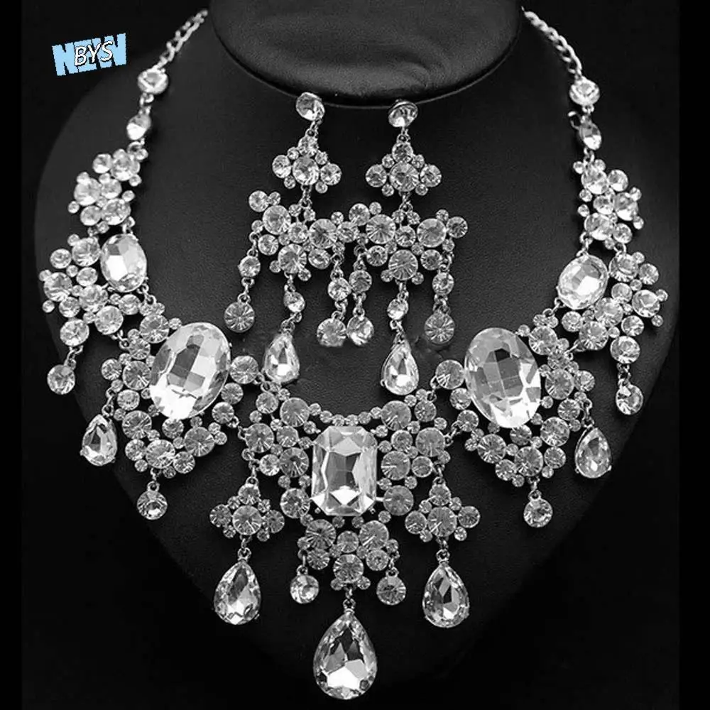 

Crystal Women's Wedding Jewelry Set Rhinestone Earrings Greek Goddess Jewelry Kit Baroque Necklace Rhinestone Jewelry Set
