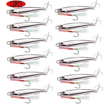 12 adet/grup Metal Jig Balıkçılık Lures 60g 40g 30g 20g 15g 10g 7g Batan Döküm Wobbler Pike Kaşık Sazan Spinner Deniz Mücadele Kiti Pesca