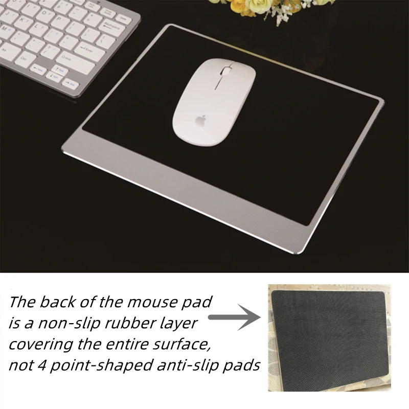 Aluminum Mousepad Gaming Mouse Pad Metal Thin Computer Mouse Pads Gaming For Macbook Waterproof Anti skid on the whole back