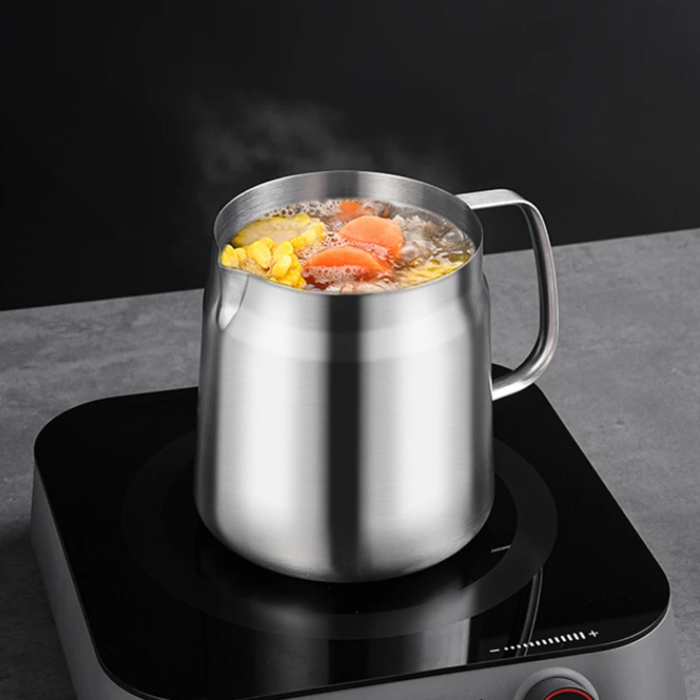 1.5/2L Oil Filter Vessel Multi-Functional with Frying Basket Grease Container Large Capacity Stainless Steel Oil Strainer Pot