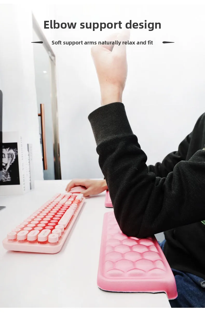 Ellbogenstütze, Tastaturauflage, ergonomische Schreibtischunterlage für Büro, Komfort beim Tippen, weiche Handgelenkauflage, Mauspad, 2 Farben – Detail 6