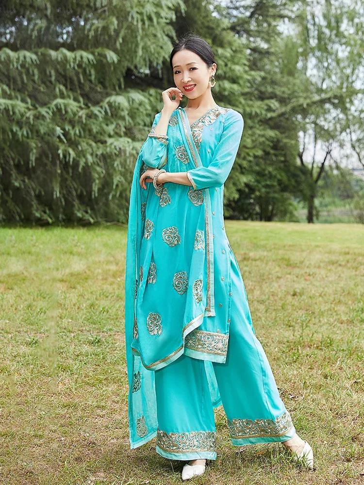 الهند باكستان البنجابية دوباتاس الدعاوى اليومية امرأة بلوزة السراويل وشاح Kurtas ساري أعلى كاتاك مجموعات