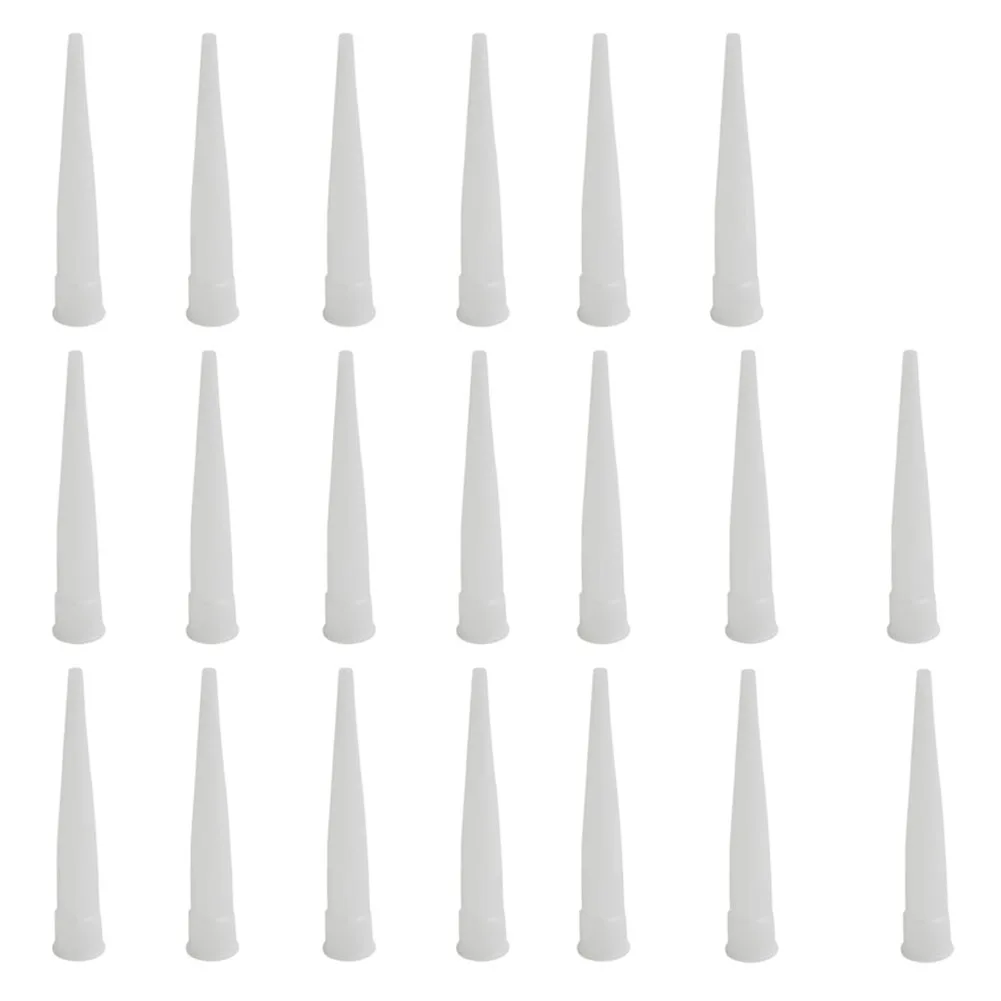 20Pcs White Plastic Caulking Nozzle With Standard Threaded Base For Silicone Sealant Tip Replacement Sealing Tool