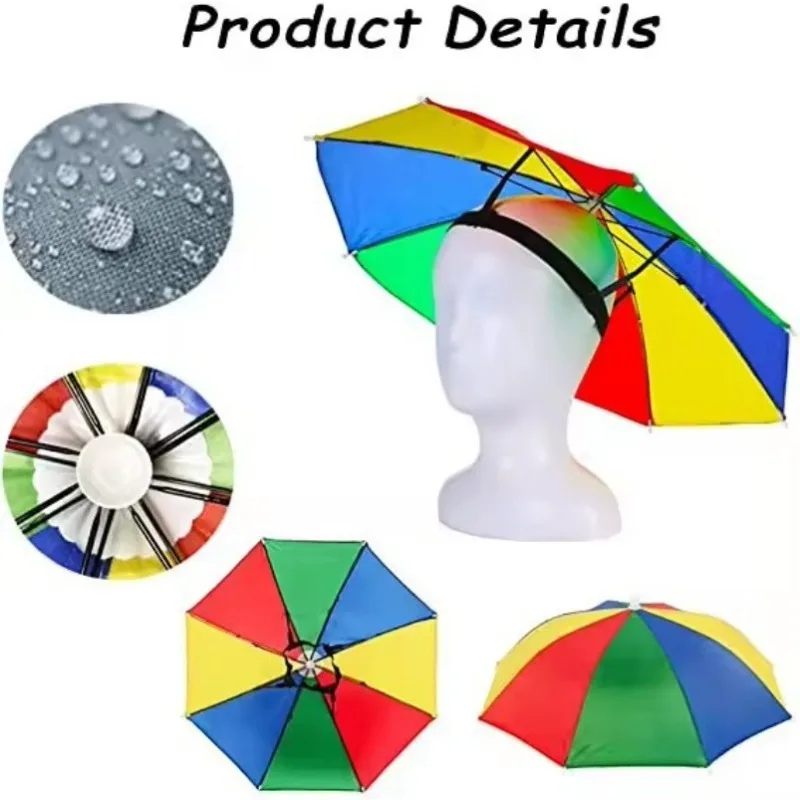 Portable Rain Hat Outdoor Folding Umbrella Fishing Sun Shade Anti-UV Camping Fishing Headwear Cap Beach Head Hats Accessory