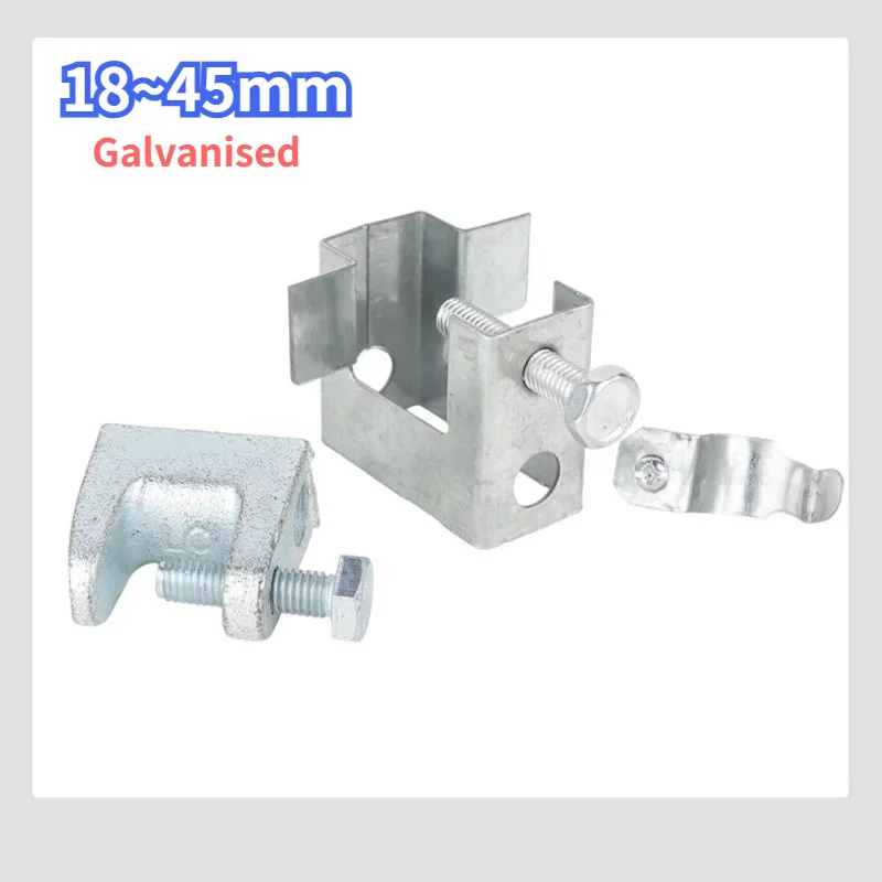 Galvanised Clip Adjustable C-clamp Square Steel Pipe Clamp Hexagonal Bolt Hardware Tool Fasteners Desk Fixed
