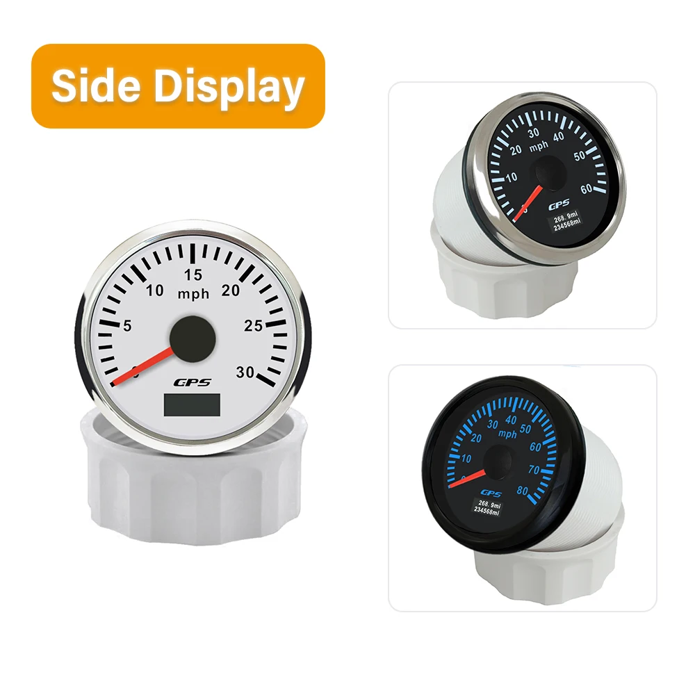 Popular 52mm GPS Speedometer 0-30MPH 0-60MPH 120MPH Odometer Tripmeter with GPS Antenna 7 Colors Backlight For Truck Boat 9-32V