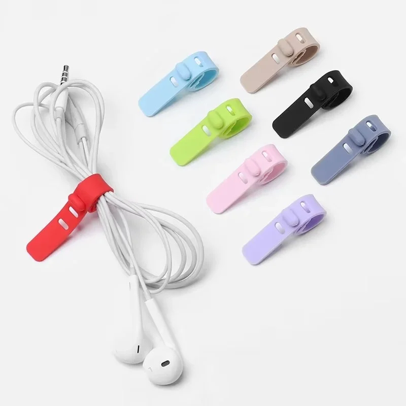 4-20Pcs Cable Organizer Ties Clip Charger Cord Management Reusable Silicone Wire Manager Mouse Earphones Holder Data Line Winder