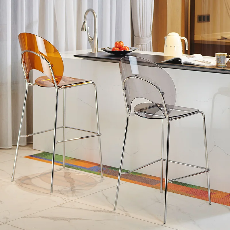 

Terrace Nordic Bar Chair Modern High Back Lounge Library Bar Chair Reception Desk Transparent Plastic Cadeiras Household Items