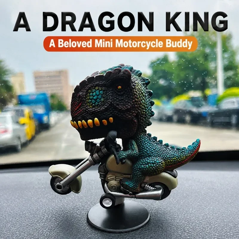 Inertia Drift Car Console Ornament Rotatable Dinosaur Rider Figurine Creative Stress Relief Unique Vehicle Interior Decor