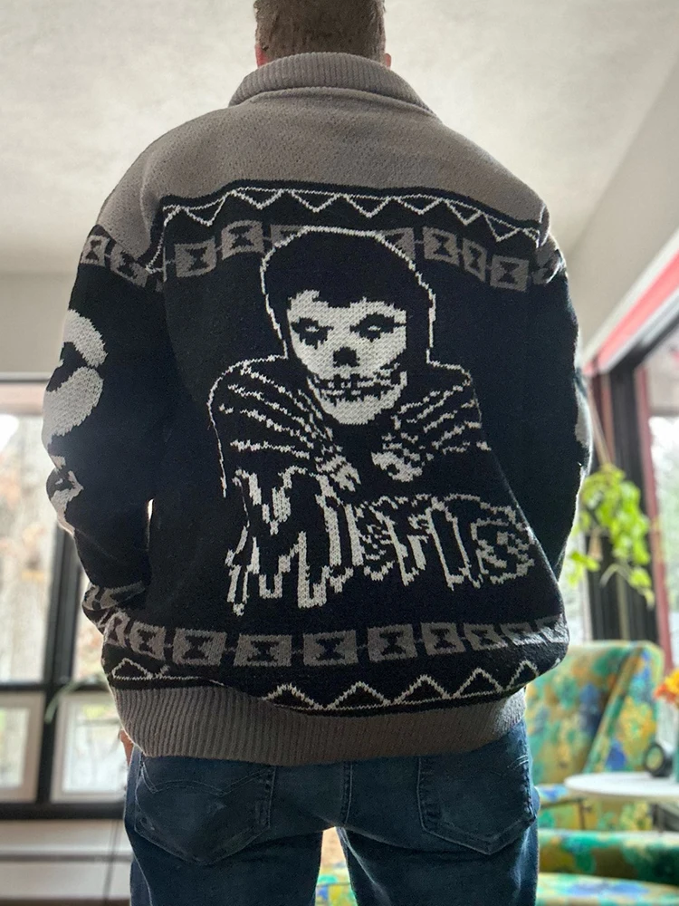 Herbst Winter Harajuku-Stil Gothic Geistermuster Herren Pullover Hip-Hop Street Paar Strickpullover Damen Streetwear – Detail 6