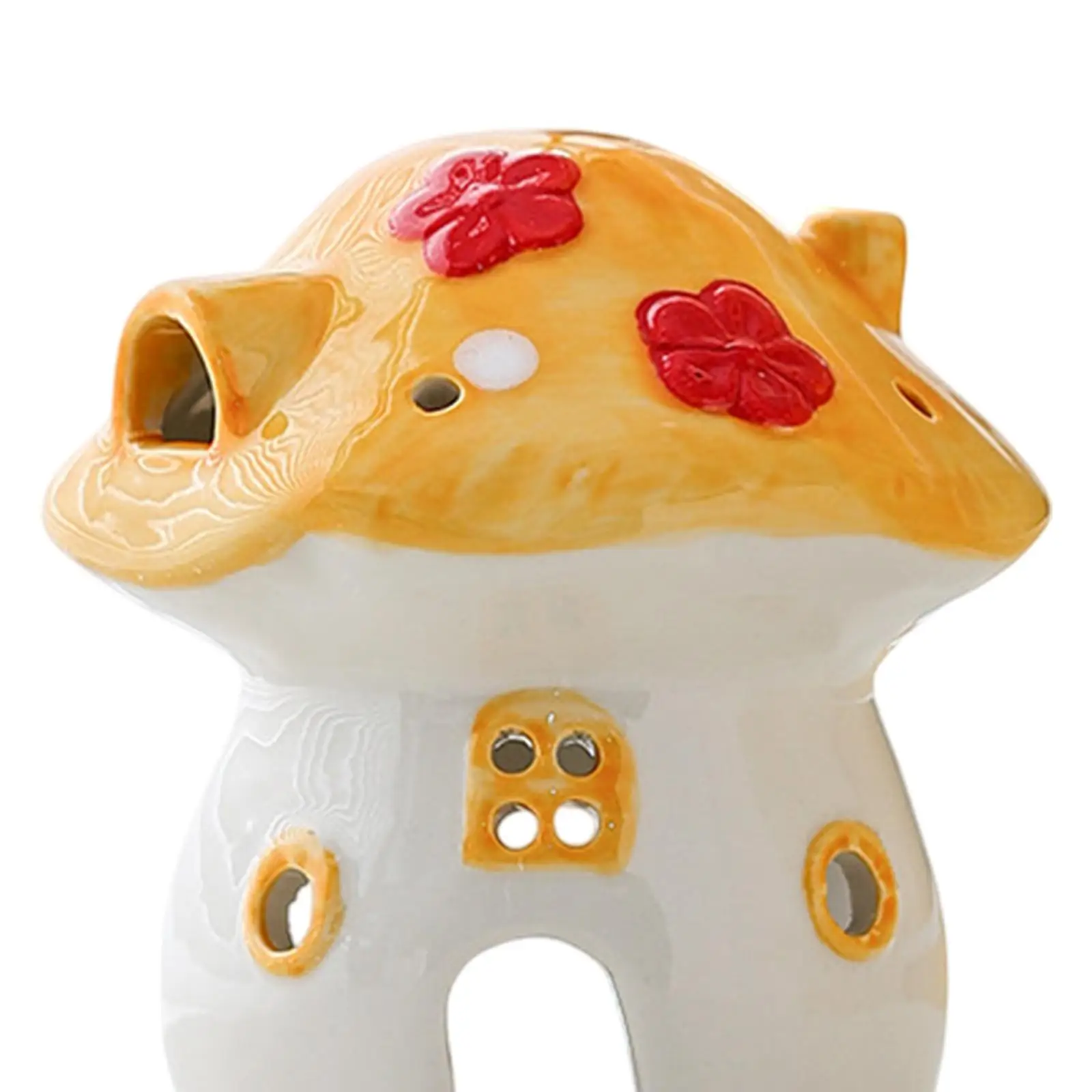 Creative Mushroom Ceramic Candlestick Aromatherapy Stove Cartoon Ornament Night Light Housewarming Gift for Girls