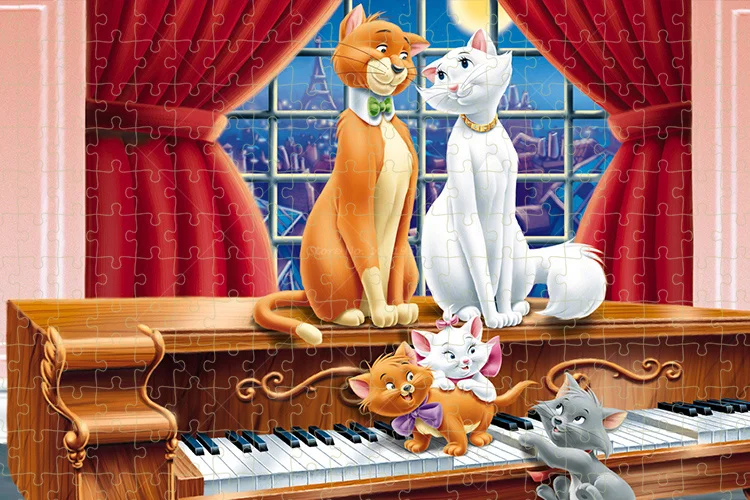 Disney Movie The Aristocats Jigsaw Puzzle 300/500/1000 PCS Cartoon Marie Cat Puzzle Adult Paper Puzzle Educational Toys DIY Gift