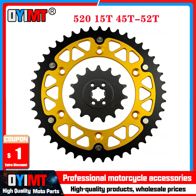 

15T 45T-52T 520 Chain Motorcycle Front & Rear Sprocket For SUZUKI TS 200 R K L M N P R TS200R TS200K TS200L TS200M TS200N TS200P