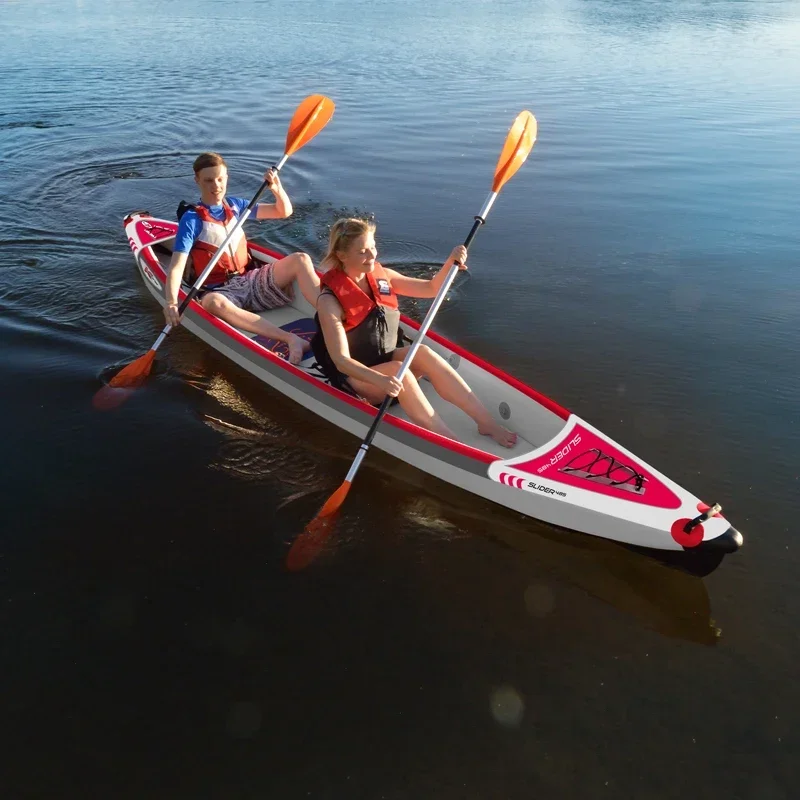 Kayak inflable de 12'3 pulgadas, Kayak de punto de caída plegable de China de 3,75 M para una sola persona, 1 adulto + 1 niño