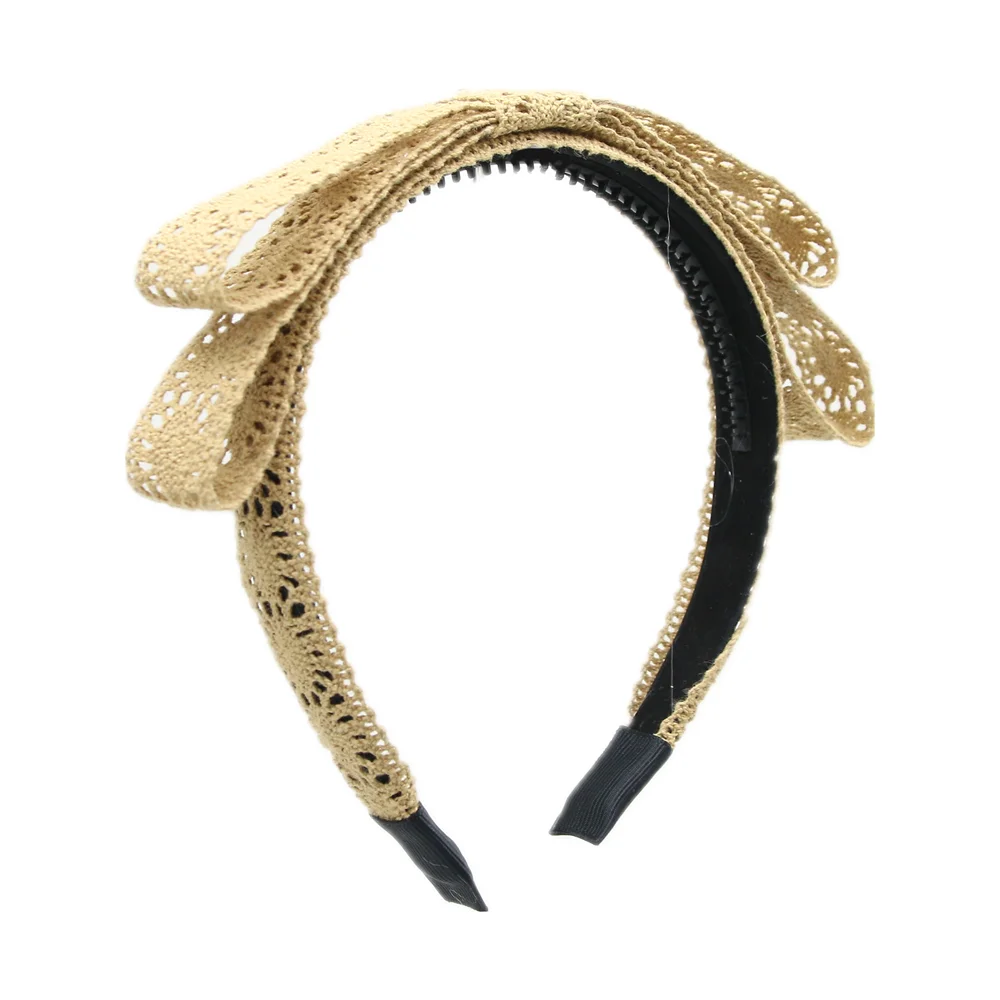 

Fashion Cotton Lace Floral Knitted Ribbon Hairband Colorful Elegant Hairbow Hair Accessories Elegant Hair Scruchy band