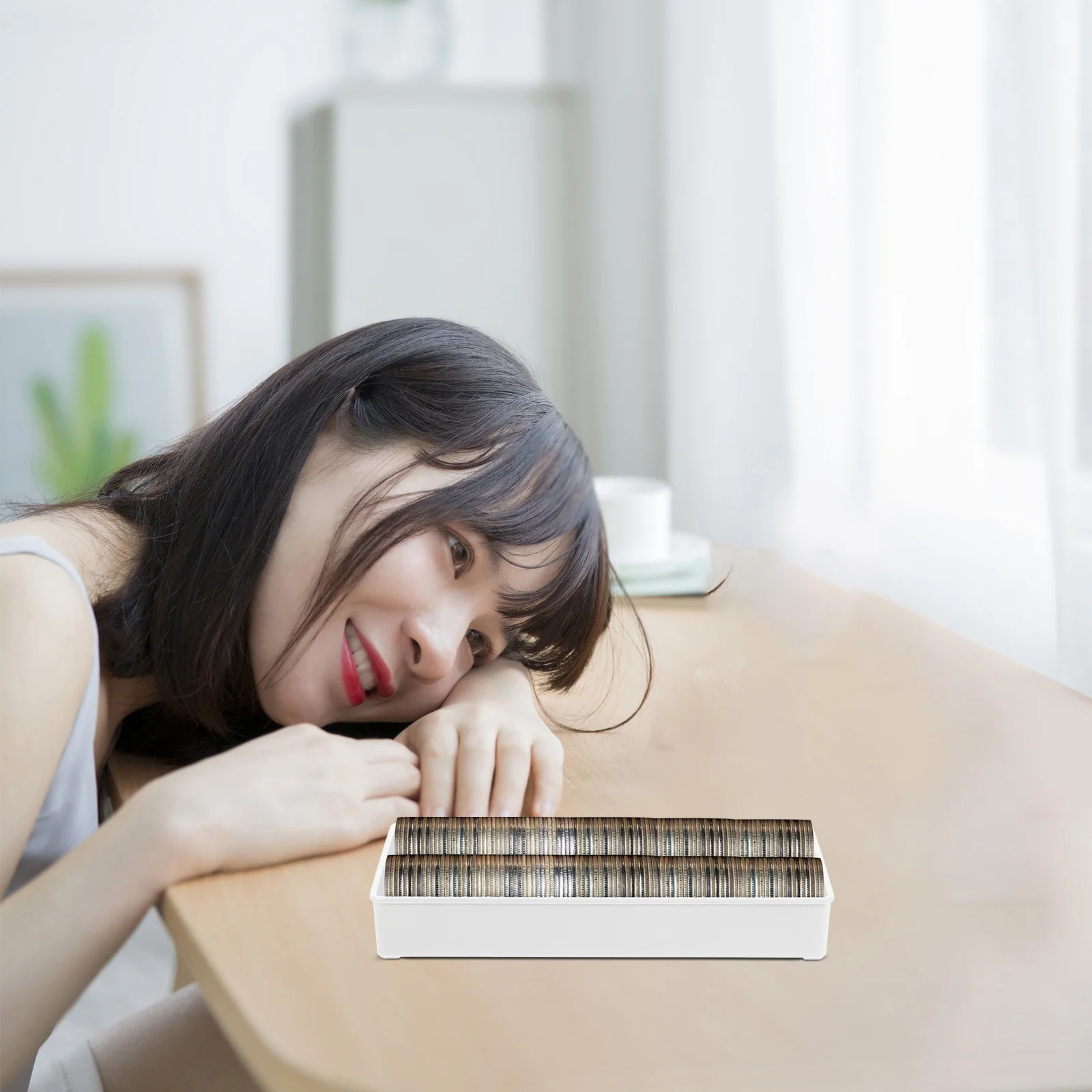 2 قطعة صندوق تخزين أموال صفر تفاصيل رائعة منظم عملات معدنية متعدد الشبكات لجامع بنك مول السوبر ماركت #2