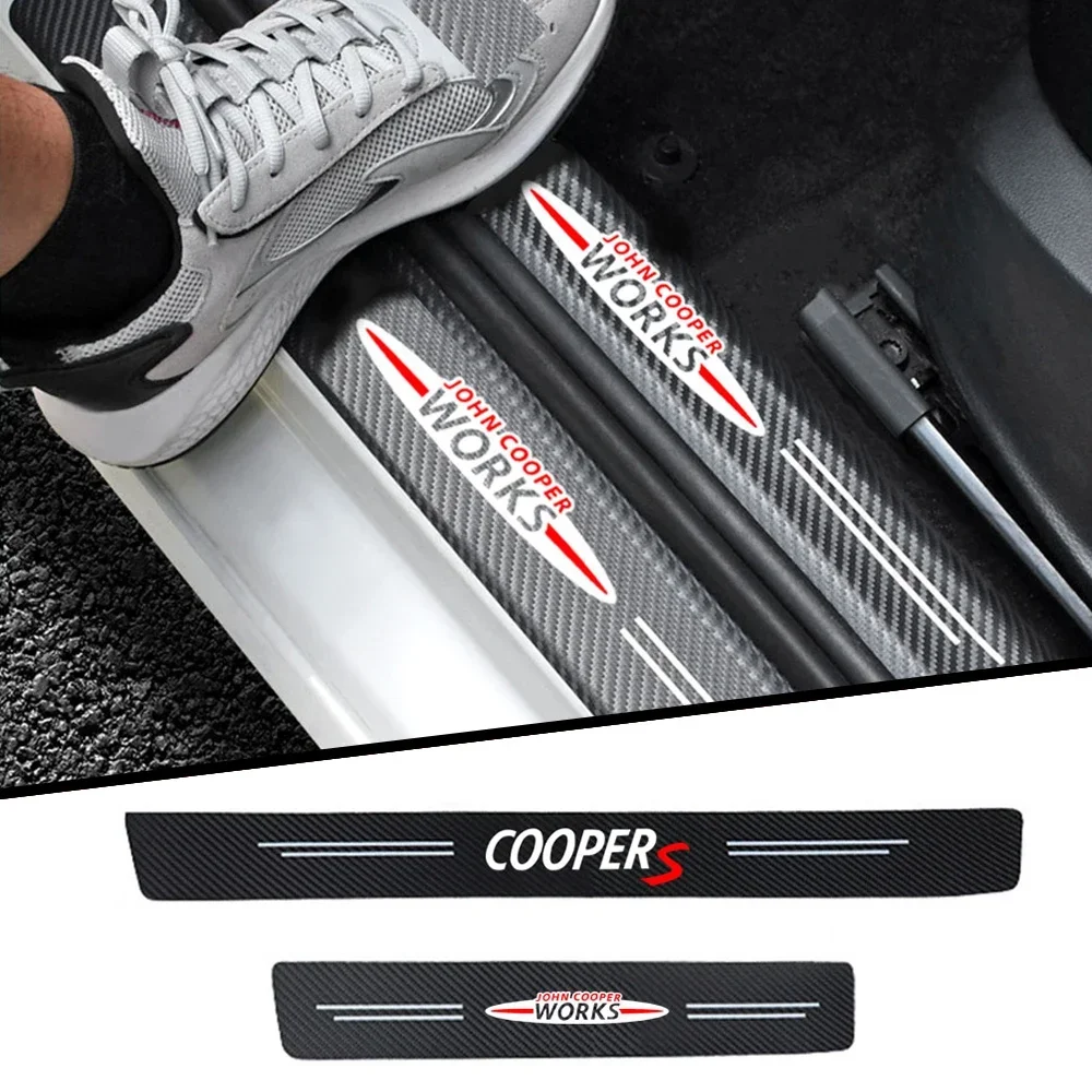 4Pcs Car Door Sill Protector Plate Threshold Anti-Scratch Stickers for Mini Coopers R56 R50 R51 R52 R53 R52 R55 R57 R58 R59 R60