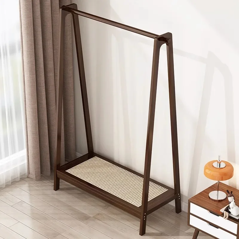 Solid wood hanger Floor-to-ceiling hanger Household bedroom clothes rack Simple indoor storage Multifunctional coat rack