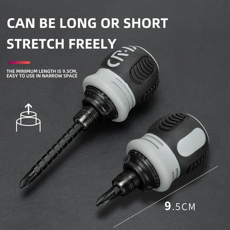 Mini Ratchet Precision Screwdriver Magnetic 13 In 1 Telescopic Labor-Saving Hand Tool Phillips Slotted Dual-purpose Head