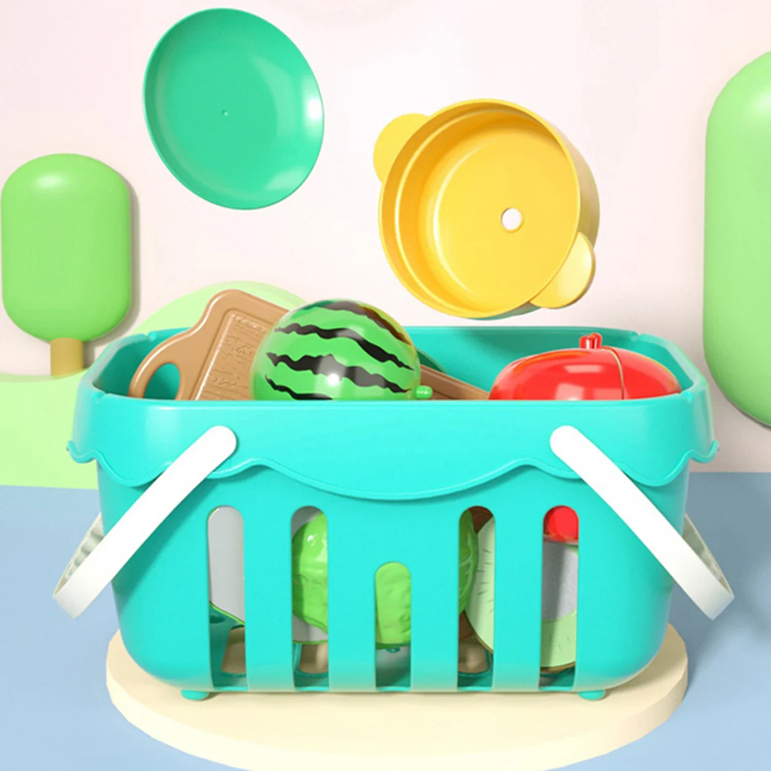 Kids Pretend Play Kitchen Toys Cutting Play Fruit Vegetables Educational Food Kit for Toddler Children Gift Assembly Game