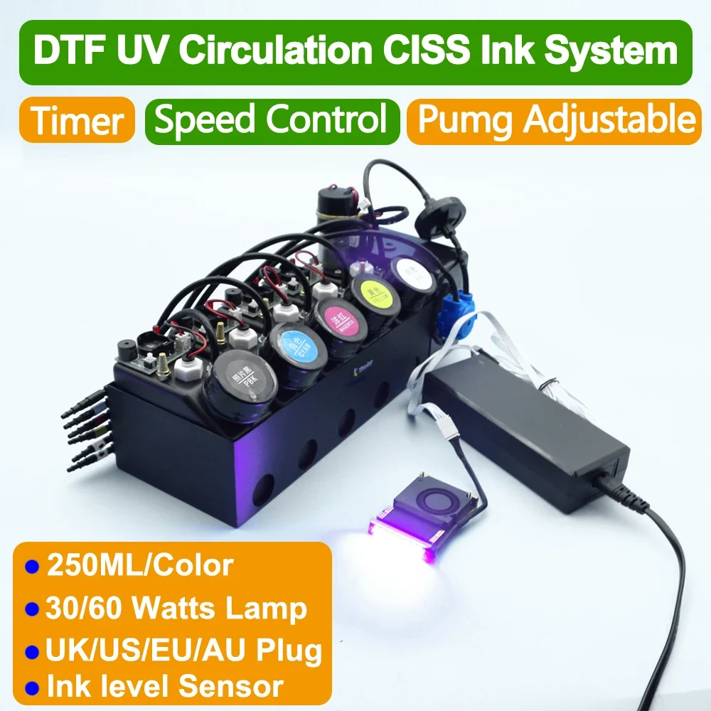 System cyrkulacji białych atramentów UV CISS Lampa utwardzająca Modyfikacja światła dla Epson Konwertuj naklejkę UV Drukuj mieszadło z białym atramentem