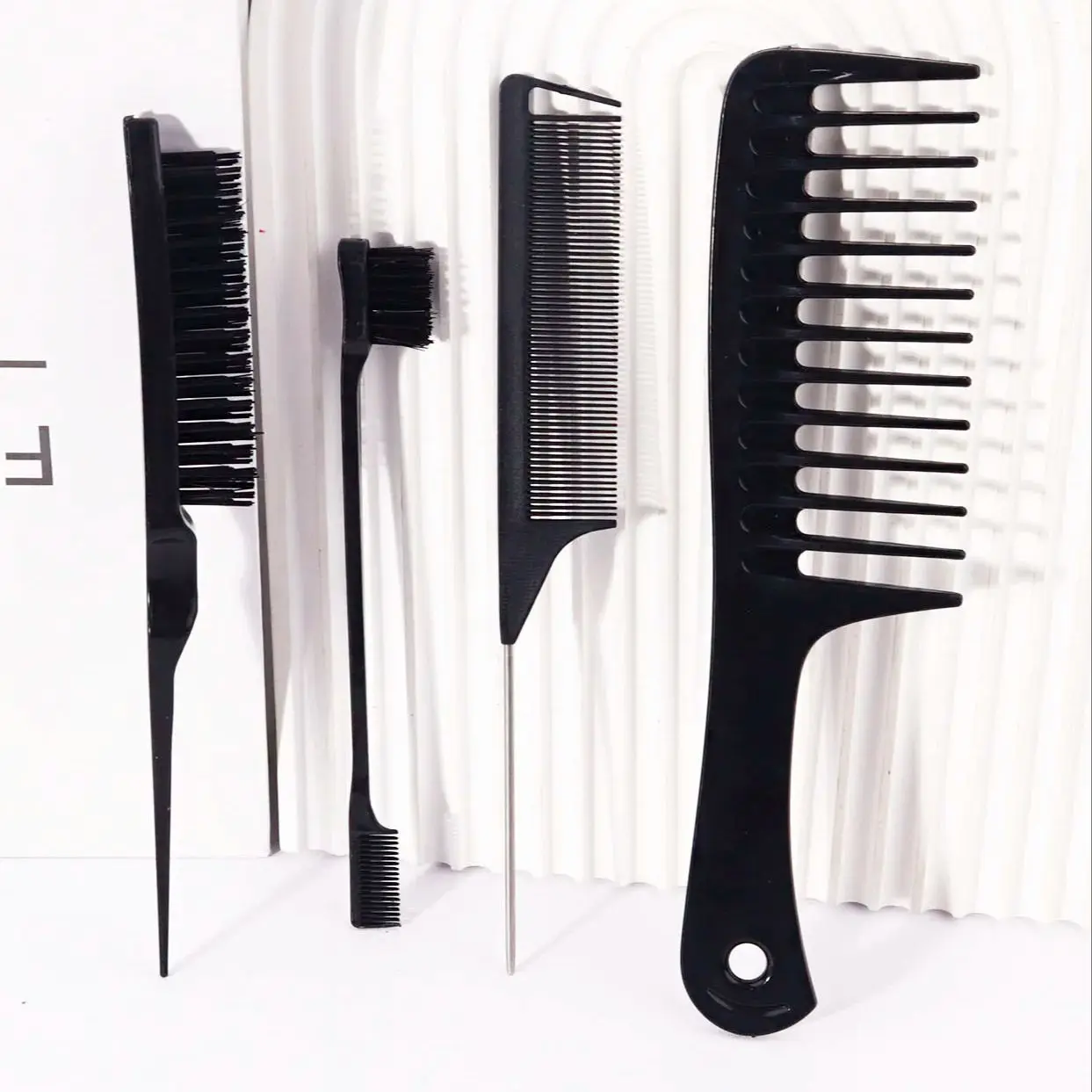 

4pcs/set hair comb combination, large wide toothed comb, Rat-Tail Comb, edge controlled hair brush,Special for real hair wigs