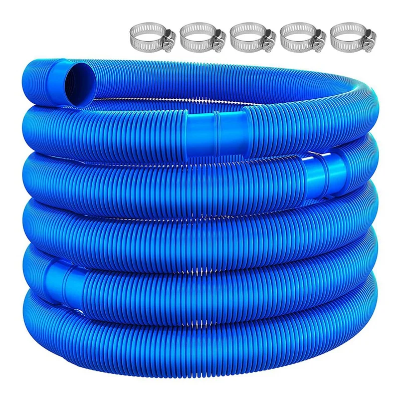 6.3M Swimming Pool Hose Diameter 32 Mm With Hose Clamp ,Swimming Replacement Pipe Pool Cleaner Tool