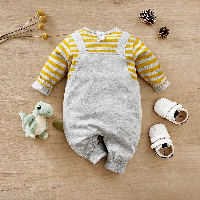 Baby Boy Clothes Newborn Cartoon Dinosaur Costume Cotton Girl Romper Onesie Birth Infant Toddler Fall Jumpsuit Babygrow Overalls