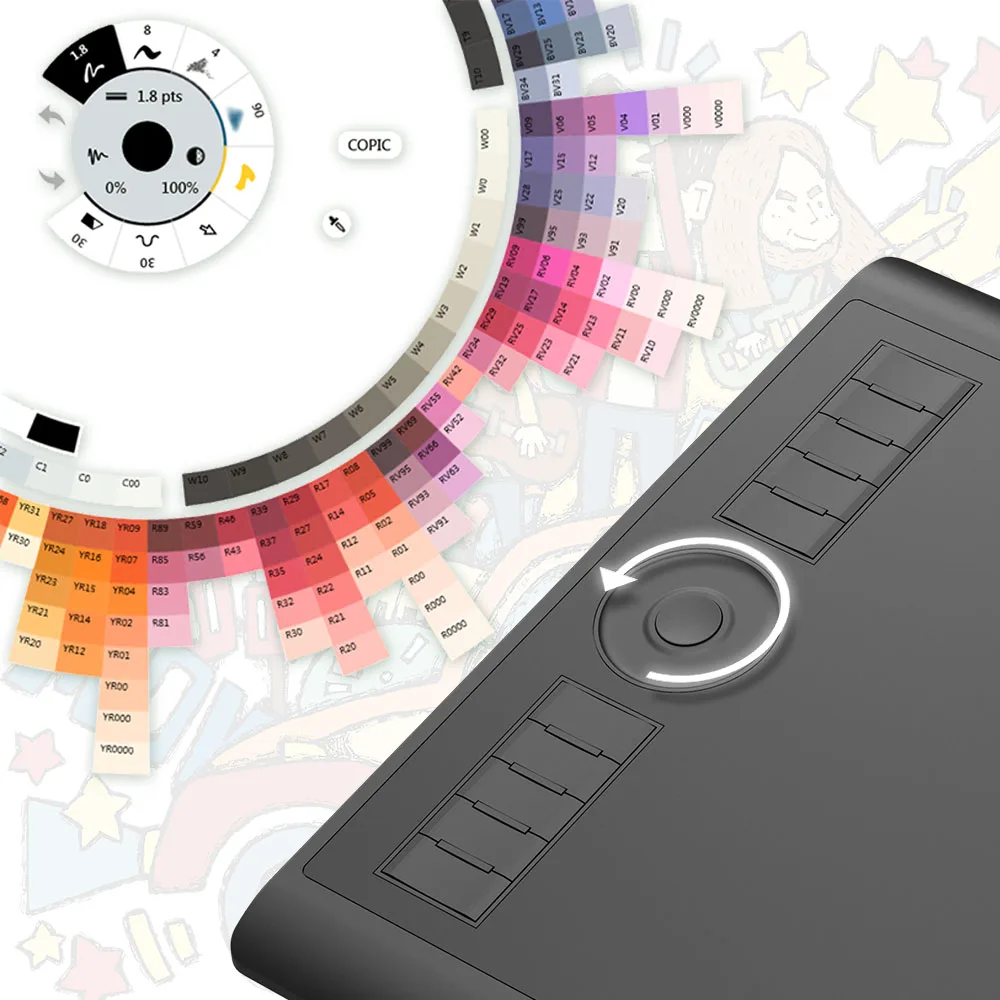 تابلت GAOMON M10K PRO Tilt & Radial Graphics مقاس 10 × 6.25 بوصة، تابلت رسم كبير بقلم 10 مفاتيح اختصار تعمل مع أجهزة Mac وWindows وAndroid
