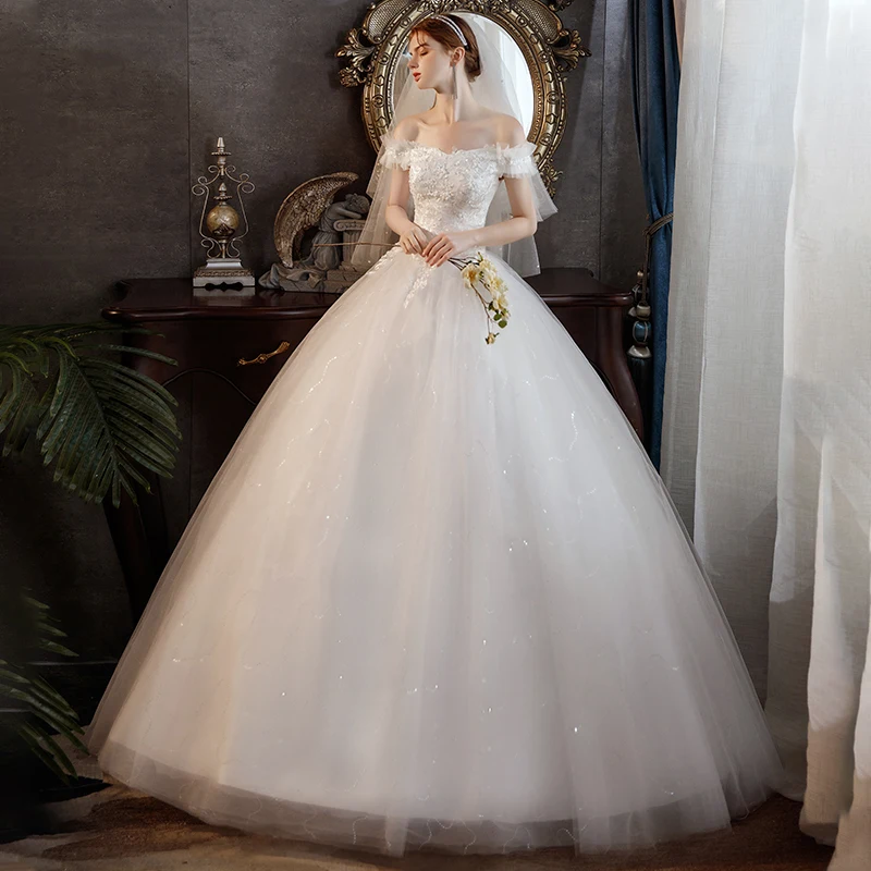 Strapless 2023  New Simple Wedding Dress Off The Shoulder Floor-length Princess Bridal Gown  Custome Made Vestido De Novia