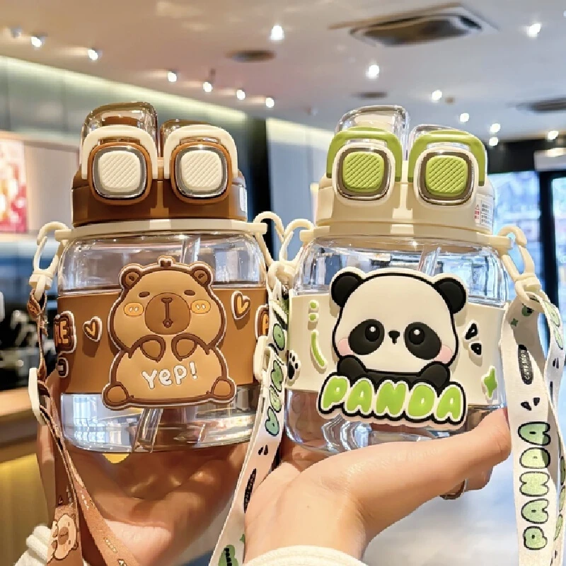 Kapibara водяной дельфин персонаж мультфильма студенческая соломенная чашка наклонная чашка чашка для воды дельфин портативная детская чашка для воды 760 мл