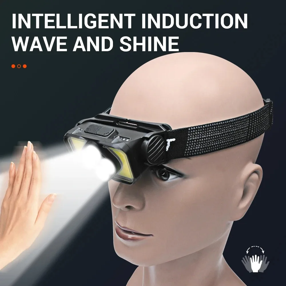 USB Rechargeable Headlamp 18650 Battery LED Headlight Waterproof Portable Head Flashlight Hiking Camping Head Cycling Torch