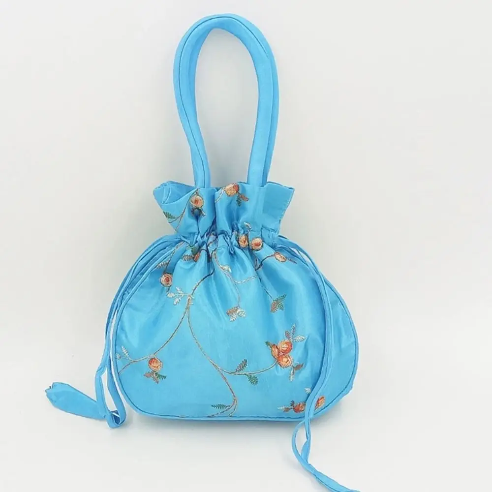 Elegant Embroidered Flower Women Flower Handbags Top Handle Ethnic Style Small Bucket Bag Handmade Purse Cosmetic Handbag Women view 5