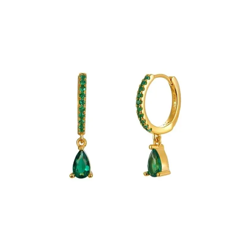 Women Multi Color CZ Drop Earrings Gold Plated Cute Girls Hoop Earrings Geometric Cubic Zirconia Earrings Jewelry Gift image 4