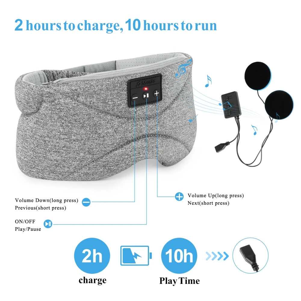 3D Soft Sleep Eye Mask Headsets Travel Sleeping Headphones for Side Sleeper Eyeshade Cover Eye Patch Wireless Music Earphone