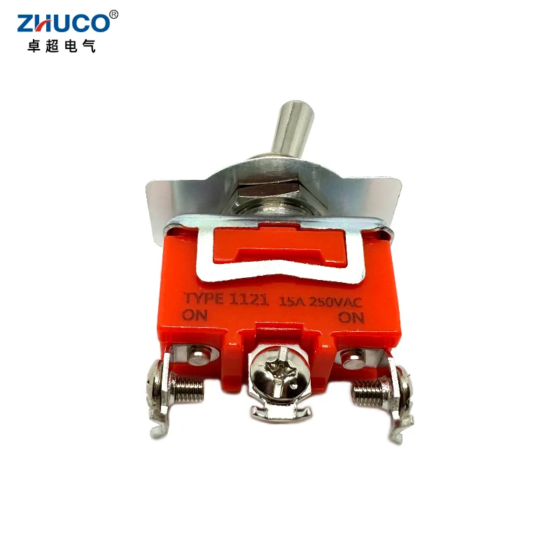 1PC 1121S ON ON Latching SPDT 15A 250VAC 3 Terminal Screw Pins Self-locking Power Rocker Toggle Switch 12mm Mounting Hole