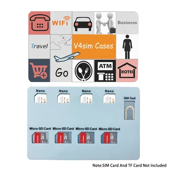 מחזיק כרטיסי ננו וסיכות, מחזיק 4 כרטיסי ננו, 4 כרטיסי TF וסיכות לאלפון