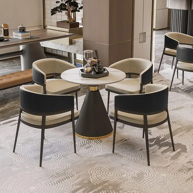 Combinaison table et chaise de négociation de luxe légère, hôtel, affaires, loisirs, bureau, canapé, réception, chaise simple