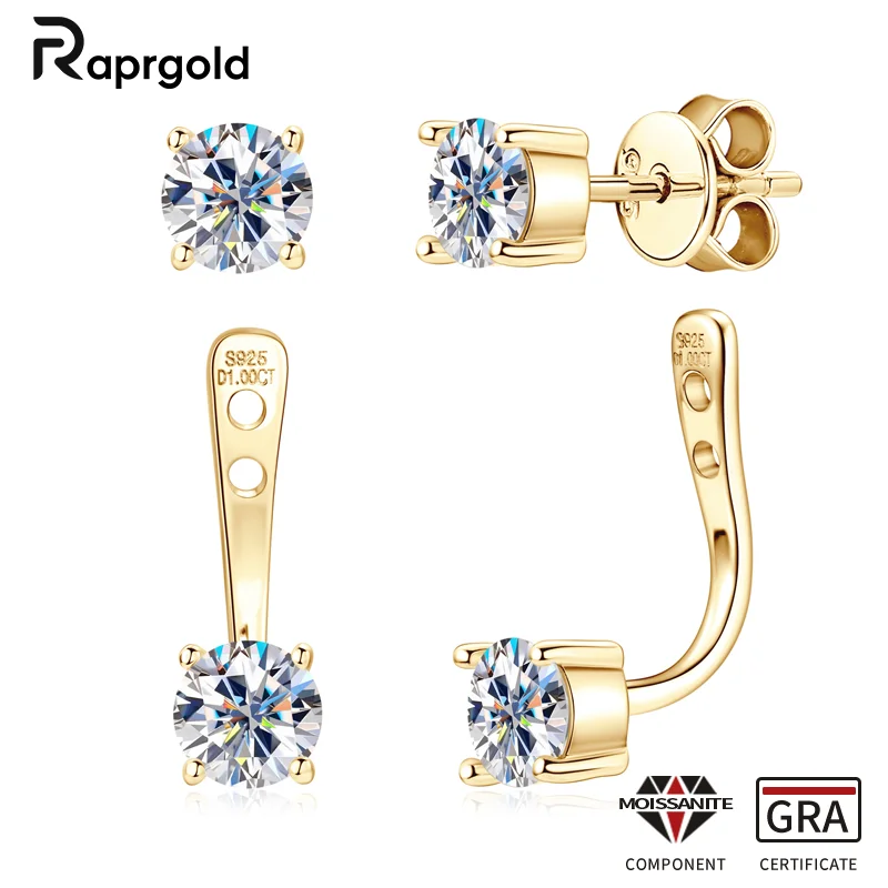 

Сертифицированные RAPRGOLD GRA круглые серьги-гвоздики с муассанитом 0,5 карата для женщин и девочек, оригинальные серьги из стерлингового серебра 925, ювелирные изделия