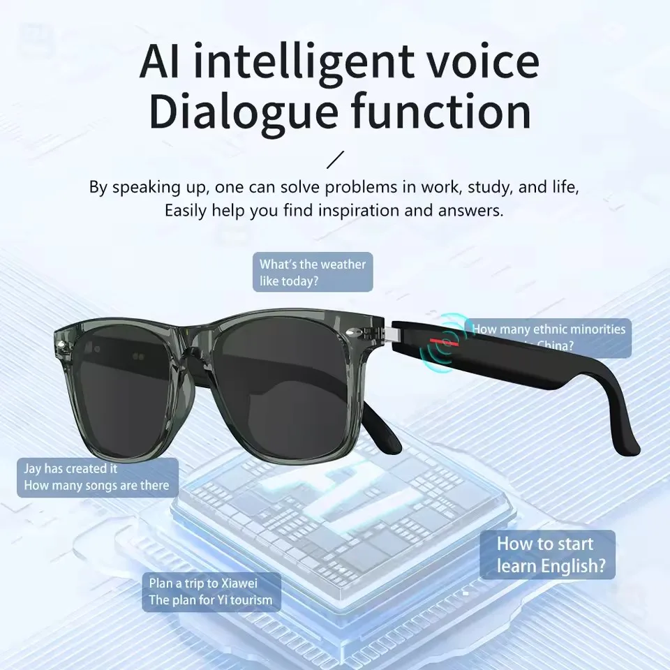 نظارات بلوتوث AI ترجمة ذكية تعمل باللمس 3 في 1 نظارات شمسية خارجية مضادة للضوء الأزرق خفيفة الوزن ومريحة