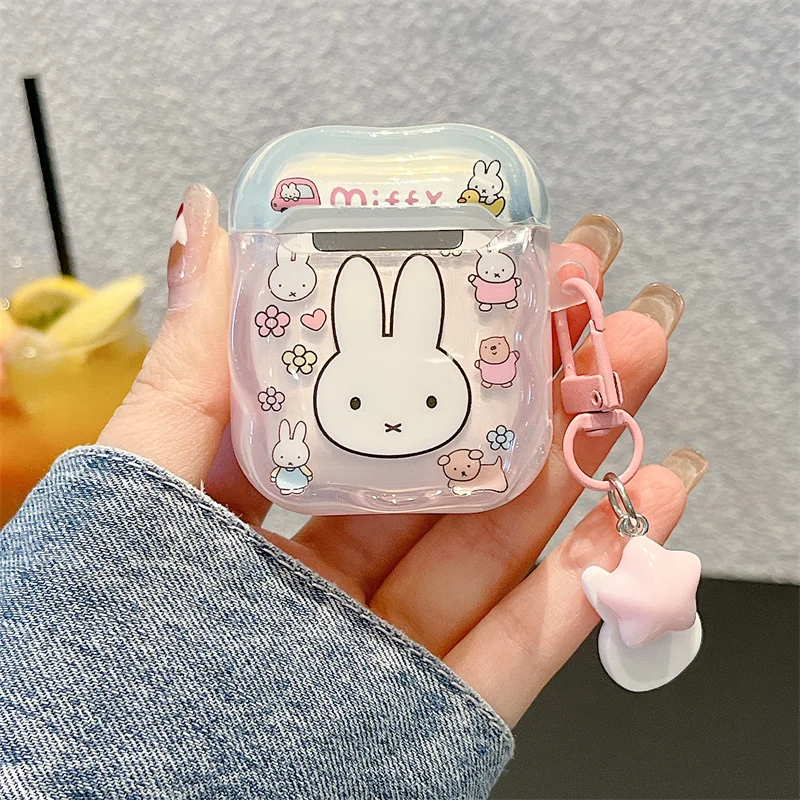 

Cute Miffy Bunny earphone Case with Matching Charm for Airpods 1 2 3 4 Pro Pro2 Pro3 Clear Earphones IMD Cover