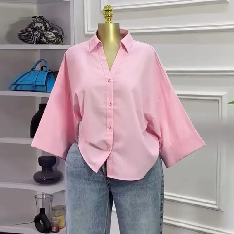 بلوزة نسائية غير رسمية فضفاضة غير رسمية من Faionable من البوليستر قابلة للتنفس طويلة Sve كاجوال متعددة الاستخدامات فضفاضة تناسب irt #4