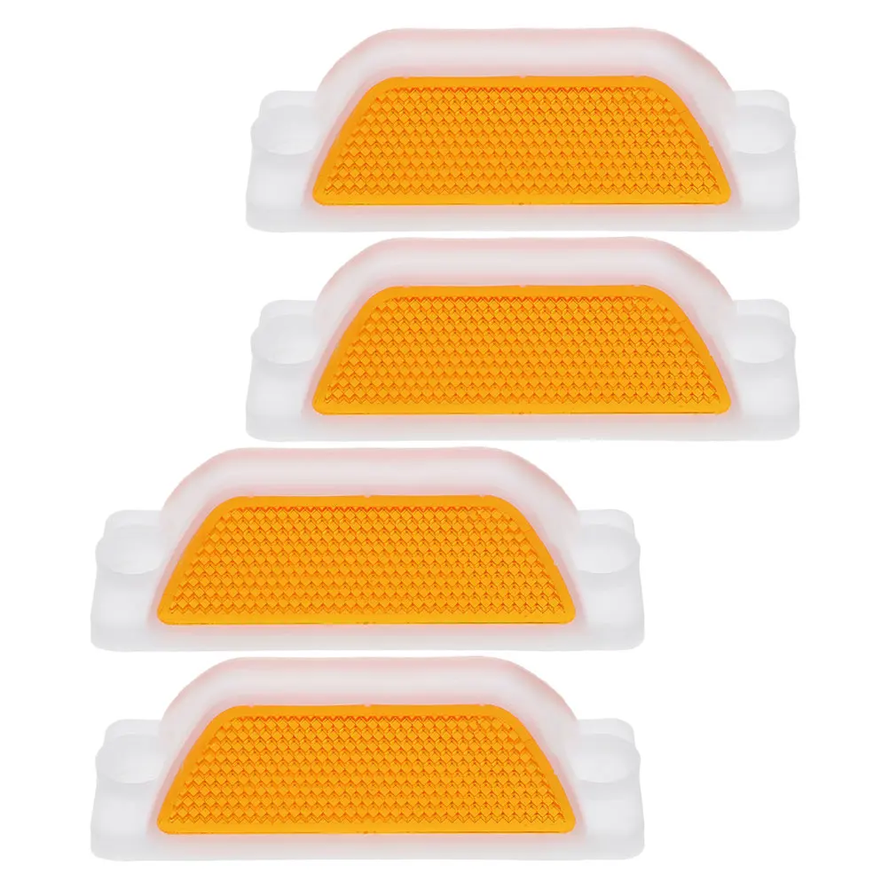 4pcs Reflective Road Pavement Marker Driveway Entrance Reflectors Guardrail Delineators Rectangular Design Bright Color Traffic