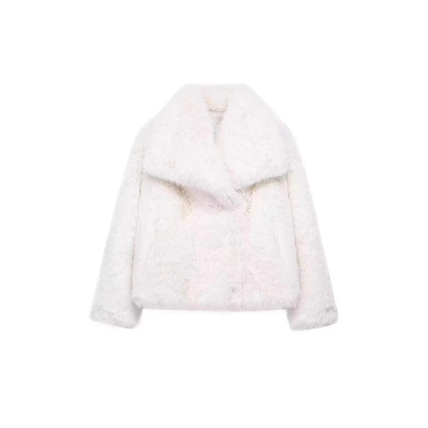 Schwarze Lammwolljacke für Damen, 2024, neuer Winter-Kunstpelzmantel, warm, übergroßer Reißverschluss, lässige Oberbekleidung, Übergröße, modisch